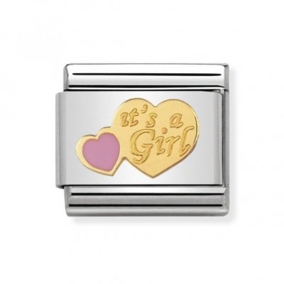 Nomination 18ct Gold & Enamel It's A Girl