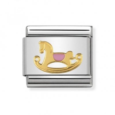 Nomination 18ct Gold & Enamel Pink Rocking Horse