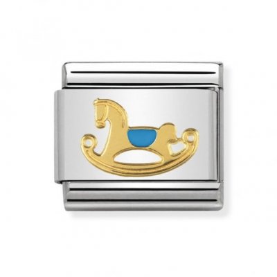 Nomination 18ct Gold & Enamel Blue Rocking Horse