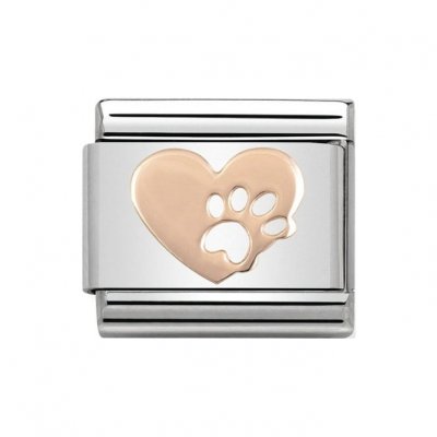 Nomination 9ct Rose Gold Heart Footprints Charm