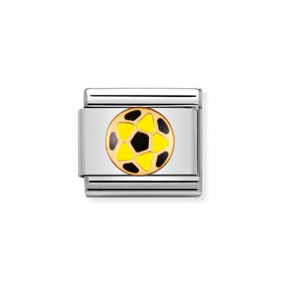 Nomination Stainless Steel, 18ct & Enamel Yellow & Black Football Charm.