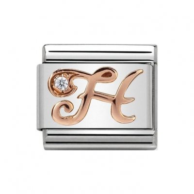 Nomination 9ct Rose Gold CZ set Initial H Charm.