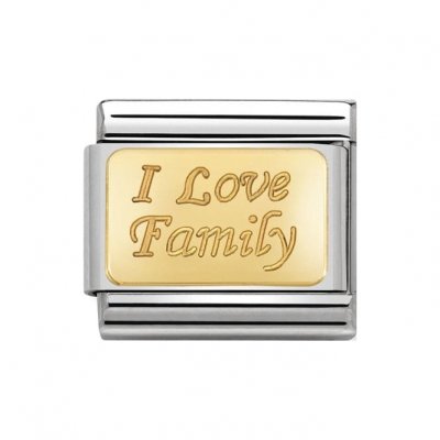 Nomination 18ct Gold Plate I Love Family Charm.