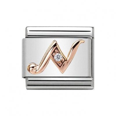 Nomination 9ct Rose Gold CZ set Initial N Charm.