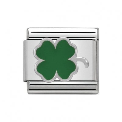 Nomination Silver Shine Green Clover