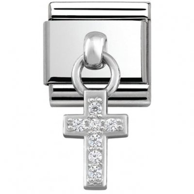 Nomination Drop Silver CZ Cross in Charm.