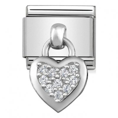 Nomination Drop Silver CZ Heart Charm.