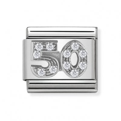 Nomination Silver Shine CZ Number 50 Fifty Charm.