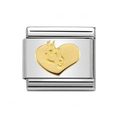 Nomination 18ct Gold Heart Horse Charm.