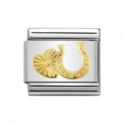 Nomination 18ct Gold Horse Shoe and Heart Charm.