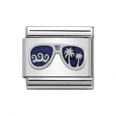 Nomination Silver Shine Enamel Blue Miami Sunglasses Charm