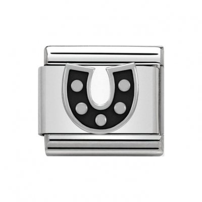 Nomination Black Horseshoe Silver Shine Charm