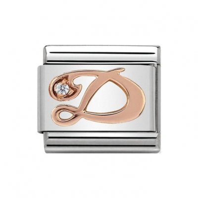 Nomination Rose Gold CZ set Initial D Charm.