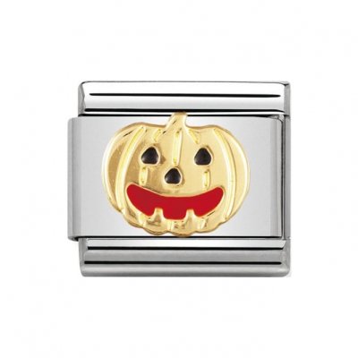 Nomination 18ct Gold & Enamel Pumpkin Charm.