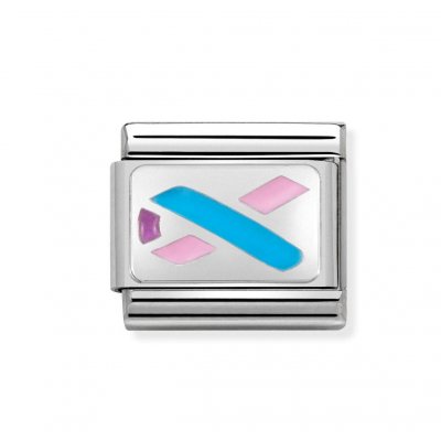 Nomination Stainless Steel, Pink Blue Bow Perinatal Charm
