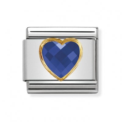 Nomination 18YG CZ Heart Blue Facetted Charm