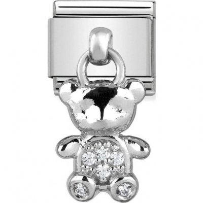 Nomination Drop Silver CZ Teddy Bear Charm.