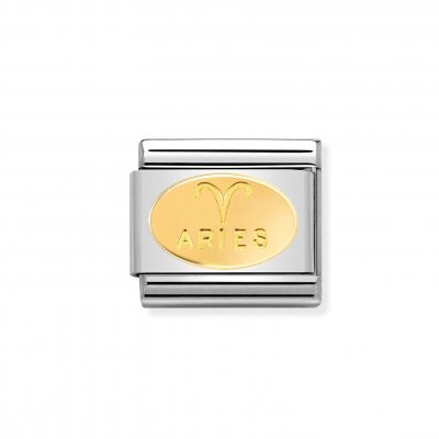 Nomination Oval Aries Zodiac Stainless Steel & 18ct Charm.