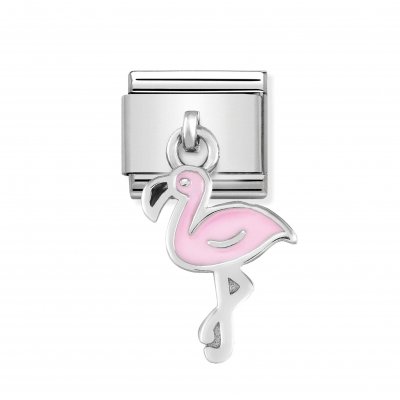 Nomination Flamingo Dangle in Enamel & Silver Charm.