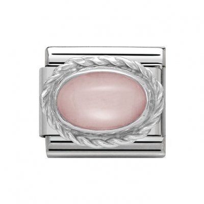 Nomination Silver set Pink Opal Oval Charm.