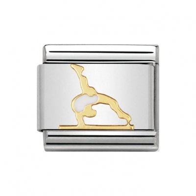 Nomination 18ct Gold & Enamel Gymnast white Enamel Charm.