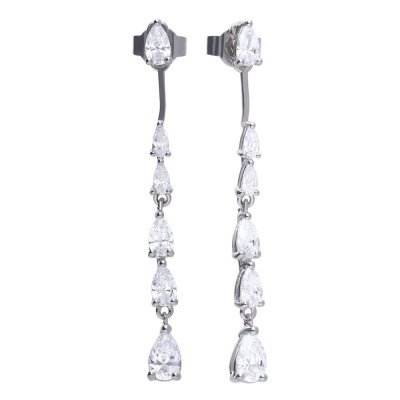 DiamonFire Sterling Silver Graduated Zirconia Drop Earrings