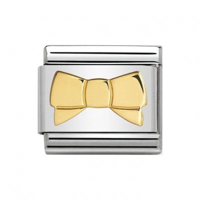 Nomination Stainless Steel & 18ct Gold Plain Bow Charm.