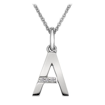 Hot Diamonds Sterling Silver Diamond set Initial A Pendant on 16-18