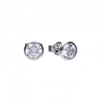 DiamonFire Silver Zirconia 1.00ct Solitaire Rub Set Earrings