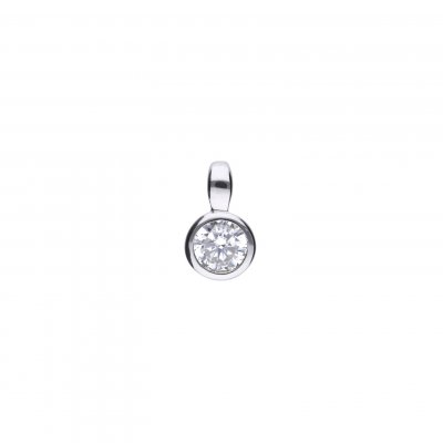 DiamonFire Silver Zirconia 0.25ct Solitaire Bezel Set Necklet