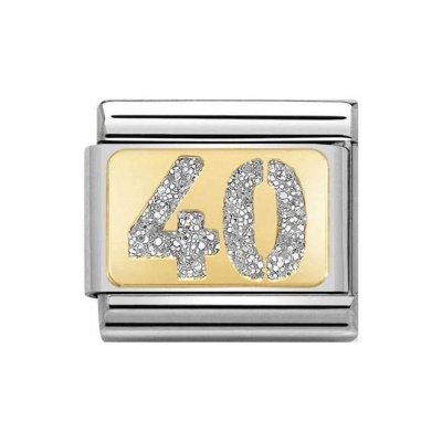 Nomination 18ct Gold 40 Forty Glitter Plate Charm.