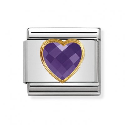 Nomination 18YG CZ Heart Purple Facetted Charm