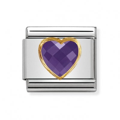 Nomination 18YG CZ Heart Purple Facetted Charm