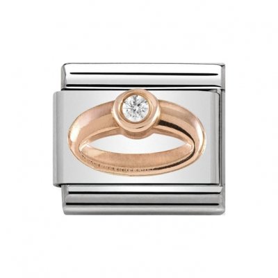 Nomination 9ct Rose Ring White CZ Ring Charm