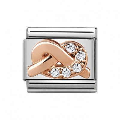 Nomination 9ct Rose Gold CZ set Love Knot Charm.