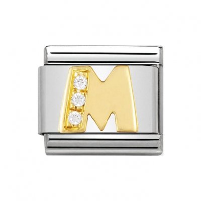 Nomination 18ct Gold CZ set Initial M Charm.