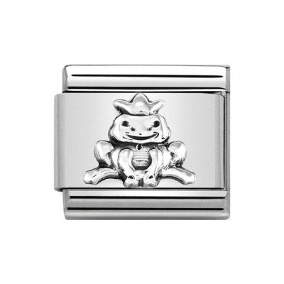 Nomination Silver Shine Oxidised Frog with Crown Charm