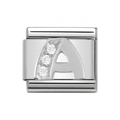 Nomination Silver Shine, CZ Initial A Charm.
