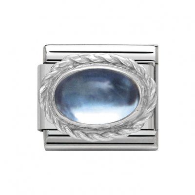 Nomination Silver Oval shaped Blue Topaz Charm