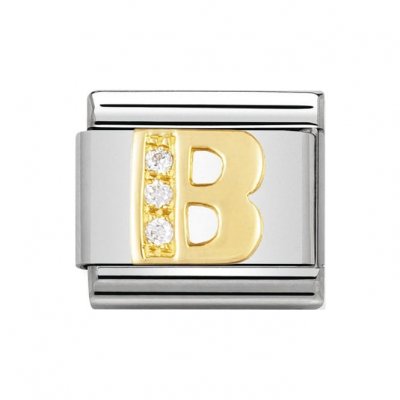 Nomination 18ct Gold CZ set Initial B Charm.