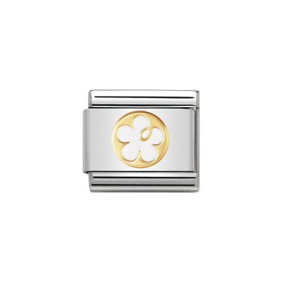 Nomination 18ct Gold & Enamel Flower with White Enamel Charm