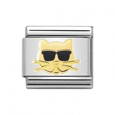 Nomination 18ct Gold Cat with Glasses
