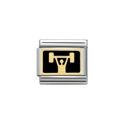Nomination 18ct Classic Gold & Black Weightlifting Plate Charm