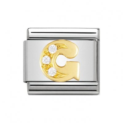 Nomination 18ct Gold CZ set Initial G Charm.