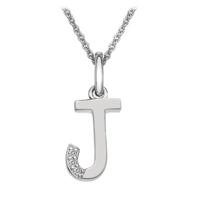 Hot Diamonds Sterling Silver Diamond set Initial J Pendant on 16-18