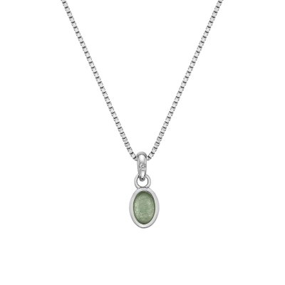 Hot Diamonds Silver Diamond set Green Aventurine Pendant - March