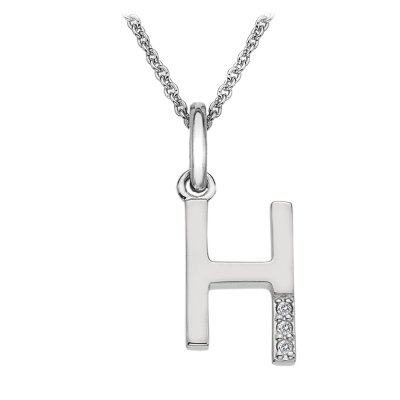 Hot Diamonds Sterling Silver Diamond set Initial H Pendant on 16-18
