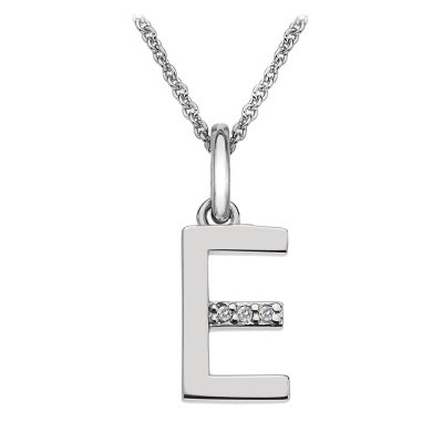 Hot Diamonds Silver Diamond set Initial E Pendant on Chain