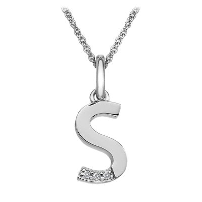 Hot Diamonds Silver Diamond set Initial S Pendant on Chain