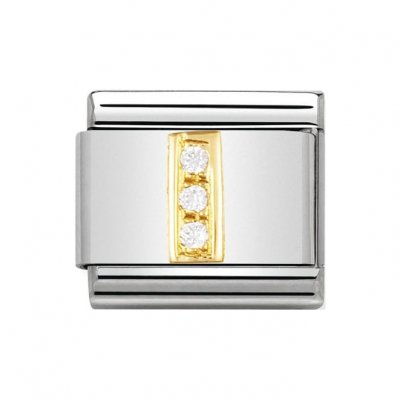 Nomination 18ct Gold CZ set Initial I Charm.